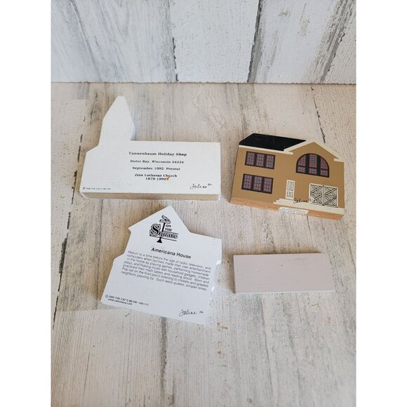 Wooden cats meow village Church house shelf sitter set - Picture 6 of 8